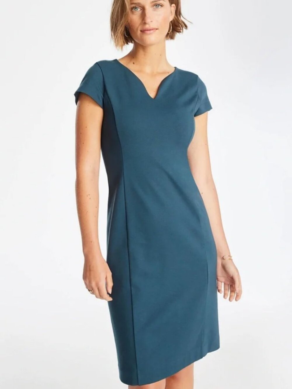 Ann Taylor notched ponte knit dress emerald sea size 18